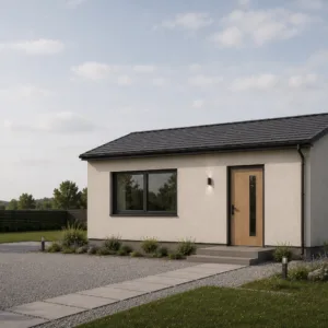 24sqm precast concrete cabin with finished interior and modern residential design