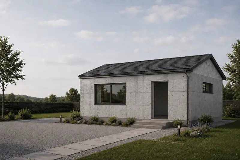 24sqm raw shell concrete cabin