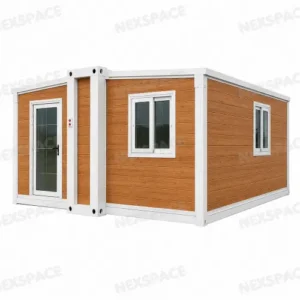 double wing container house without bathroom can be folded into a more smaller volume.