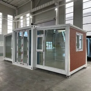 10FT panorama gable roof glass expandable container house for resort and guest accommodation