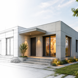 Custom precast concrete building designed from customer drawings and assembled with prefabricated concrete wall panels
