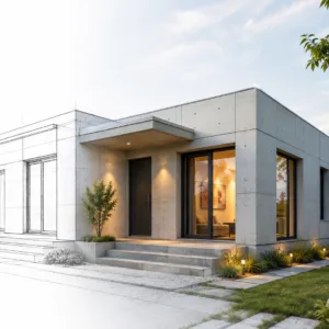 Custom precast concrete building designed from customer drawings and assembled with prefabricated concrete wall panels
