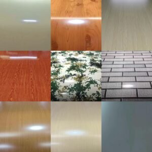 Color chart showing multiple exterior wall panel finishes and patterns available for expandable container houses and prefab homes